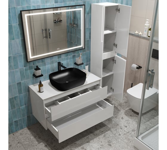 Подвесная тумба со столешницей и накладной раковиной BelBagno KRAFT 80 KRAFT80BO-KEPBO-1302H301-SET