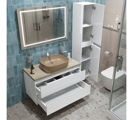 Подвесная тумба со столешницей и накладной раковиной BelBagno KRAFT 80 KRAFT80BO-KEPMCO-1302H316-SET