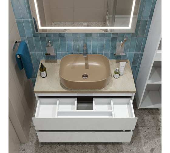 Подвесная тумба со столешницей и накладной раковиной BelBagno KRAFT 80 KRAFT80BO-KEPMCO-1302H316-SET
