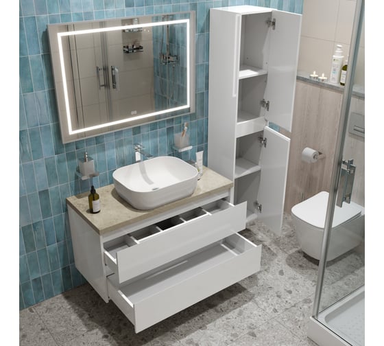 Подвесная тумба со столешницей и накладной раковиной BelBagno KRAFT 80 KRAFT80BO-KEPMCO-1302-SET