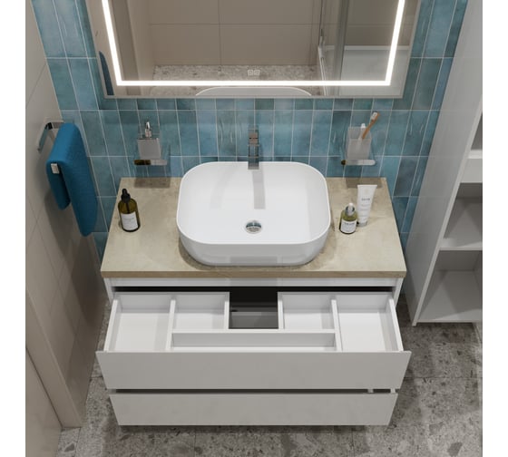 Подвесная тумба со столешницей и накладной раковиной BelBagno KRAFT 80 KRAFT80BO-KEPMCO-1302-SET
