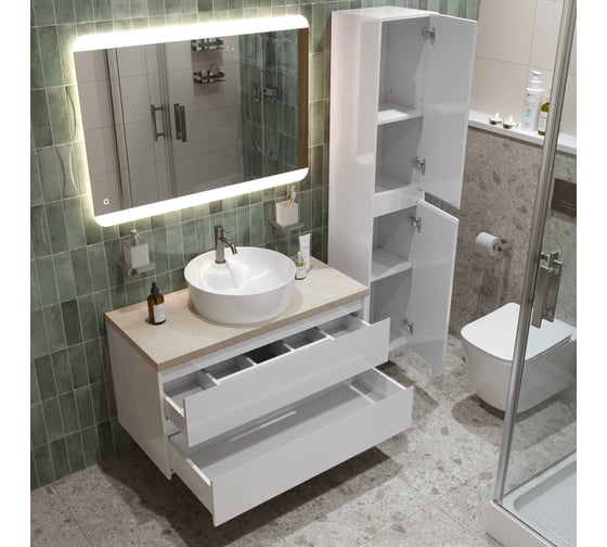 Подвесная тумба со столешницей и накладной раковиной BelBagno KRAFT 80 KRAFT80BO-KEPMCO-1306-SET