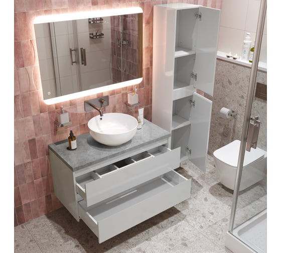 Подвесная тумба со столешницей и накладной раковиной BelBagno KRAFT 80 KRAFT80BO-KEPMGL-1077-SET