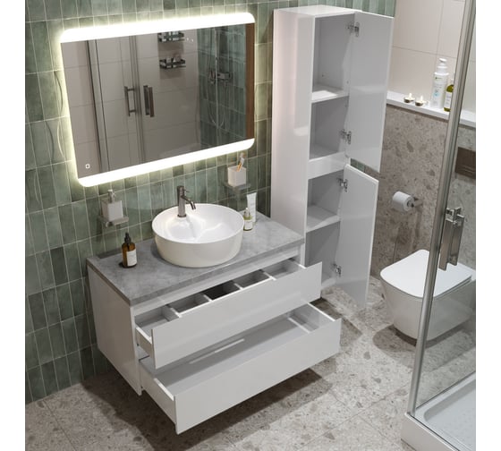 Подвесная тумба со столешницей и накладной раковиной BelBagno KRAFT 80 KRAFT80BO-KEPMGL-1306-SET