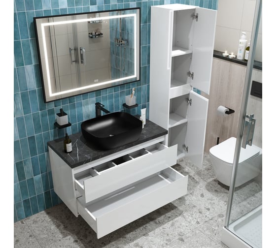 Подвесная тумба со столешницей и накладной раковиной BelBagno KRAFT 80 KRAFT80BO-KEPMNO-1302H301-SET
