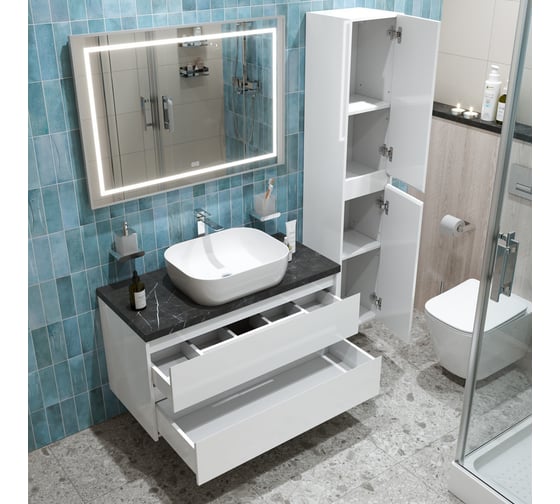 Подвесная тумба со столешницей и накладной раковиной BelBagno KRAFT 80 KRAFT80BO-KEPMNO-1302-SET
