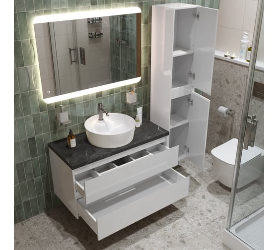 Подвесная тумба со столешницей и накладной раковиной BelBagno KRAFT 80 KRAFT80BO-KEPMNO-1306-SET