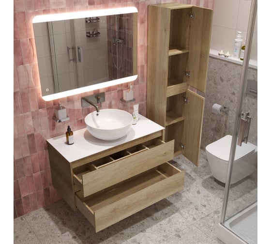 Подвесная тумба со столешницей и накладной раковиной BelBagno KRAFT 80 KRAFT80RNN-KEPBO-1077-SET