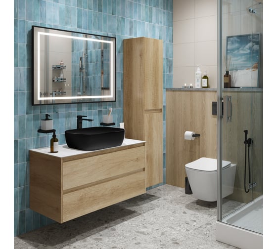 Подвесная тумба со столешницей и накладной раковиной BelBagno KRAFT 80 KRAFT80RNN-KEPBO-1302H301-SET