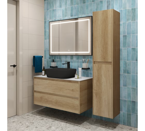 Подвесная тумба со столешницей и накладной раковиной BelBagno KRAFT 80 KRAFT80RNN-KEPBO-1302H301-SET