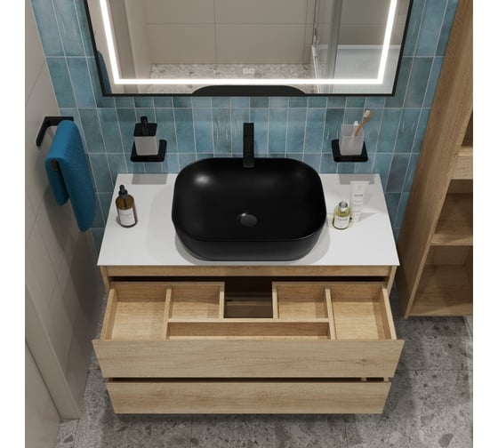 Подвесная тумба со столешницей и накладной раковиной BelBagno KRAFT 80 KRAFT80RNN-KEPBO-1302H301-SET