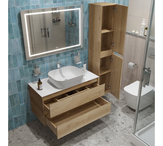 Подвесная тумба со столешницей и накладной раковиной BelBagno KRAFT 80 KRAFT80RNN-KEPBO-1302-SET