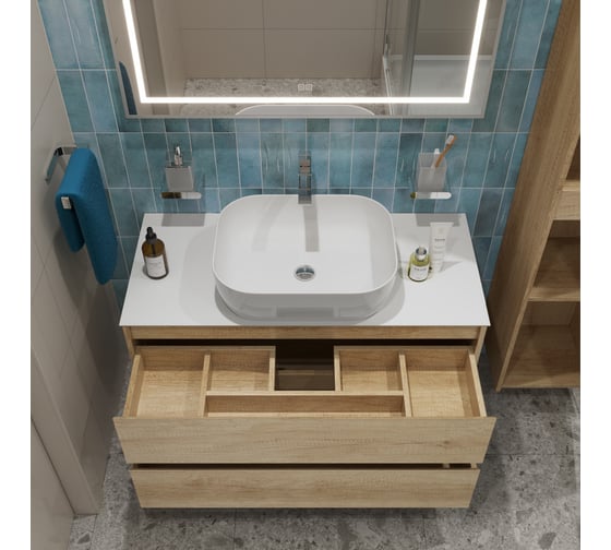 Подвесная тумба со столешницей и накладной раковиной BelBagno KRAFT 80 KRAFT80RNN-KEPBO-1302-SET