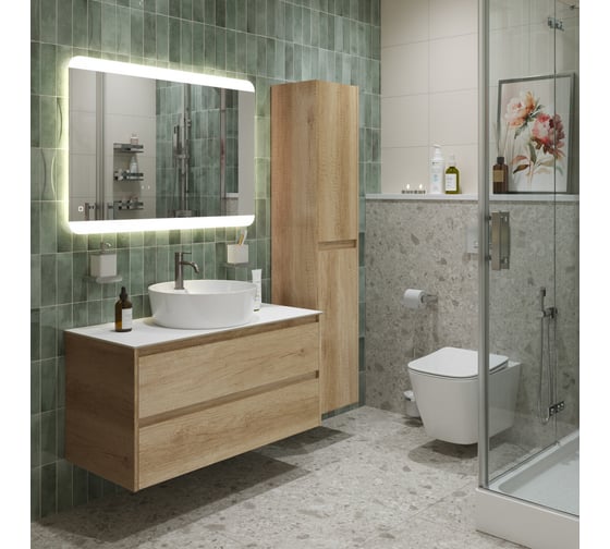 Подвесная тумба со столешницей и накладной раковиной BelBagno KRAFT 80 KRAFT80RNN-KEPBO-1306-SET