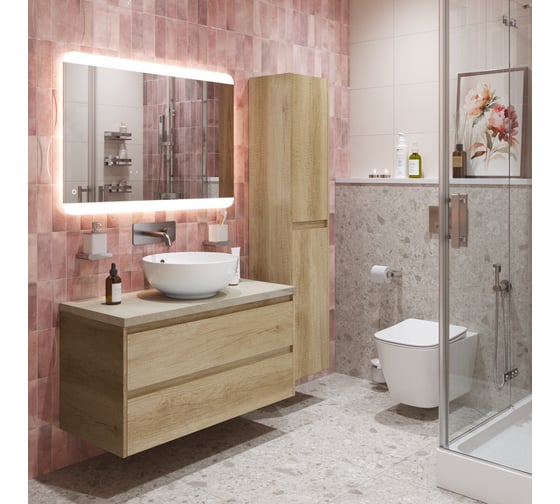 Подвесная тумба со столешницей и накладной раковиной BelBagno KRAFT 80 KRAFT80RNN-KEPMCO-1077-SET