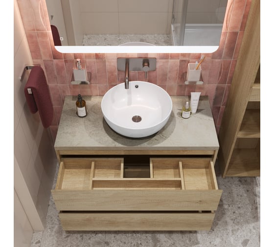 Подвесная тумба со столешницей и накладной раковиной BelBagno KRAFT 80 KRAFT80RNN-KEPMCO-1077-SET