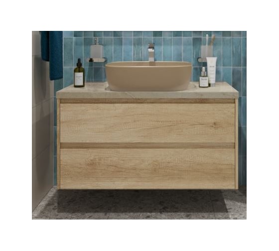 Подвесная тумба со столешницей и накладной раковиной BelBagno KRAFT 80 KRAFT80RNN-KEPMCO-1302H316-SET