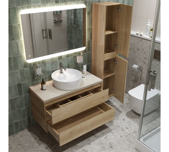 Подвесная тумба со столешницей и накладной раковиной BelBagno KRAFT 80 KRAFT80RNN-KEPMCO-1306-SET