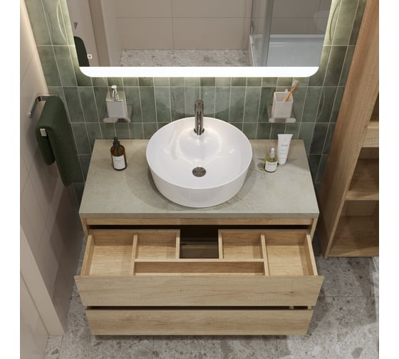 Подвесная тумба со столешницей и накладной раковиной BelBagno KRAFT 80 KRAFT80RNN-KEPMCO-1306-SET