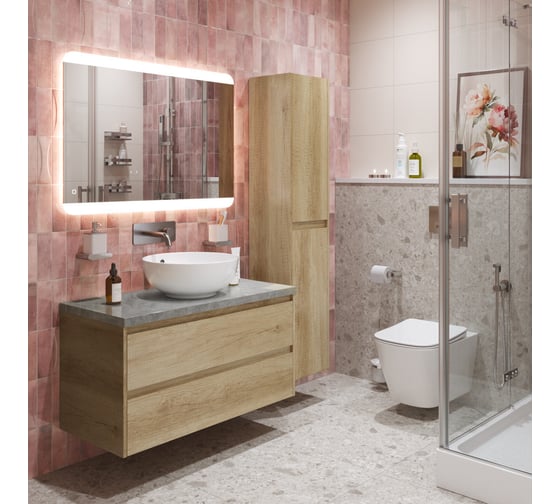 Подвесная тумба со столешницей и накладной раковиной BelBagno KRAFT 80 KRAFT80RNN-KEPMGL-1077-SET