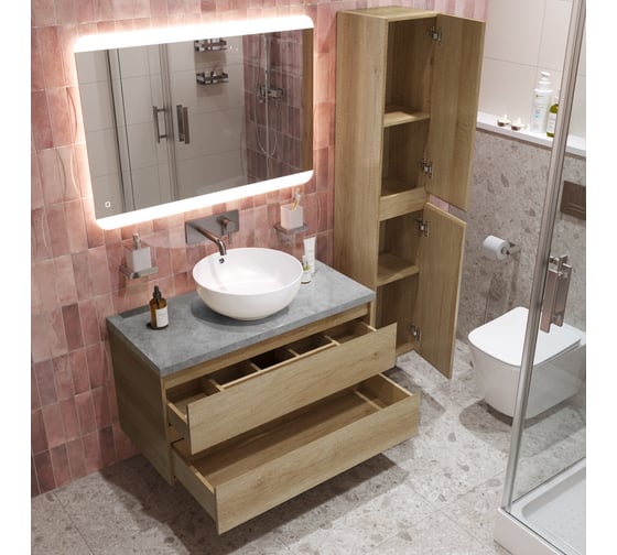 Подвесная тумба со столешницей и накладной раковиной BelBagno KRAFT 80 KRAFT80RNN-KEPMGL-1077-SET