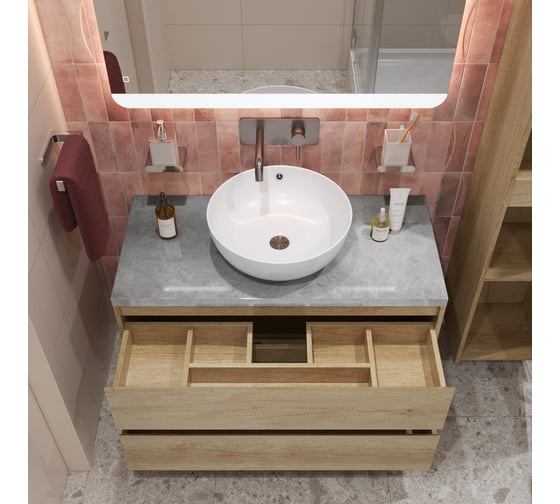 Подвесная тумба со столешницей и накладной раковиной BelBagno KRAFT 80 KRAFT80RNN-KEPMGL-1077-SET