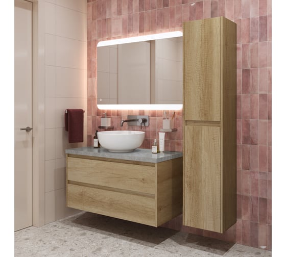 Подвесная тумба со столешницей и накладной раковиной BelBagno KRAFT 80 KRAFT80RNN-KEPMGL-1077-SET