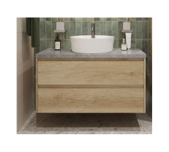 Подвесная тумба со столешницей и накладной раковиной BelBagno KRAFT 80 KRAFT80RNN-KEPMGL-1306-SET