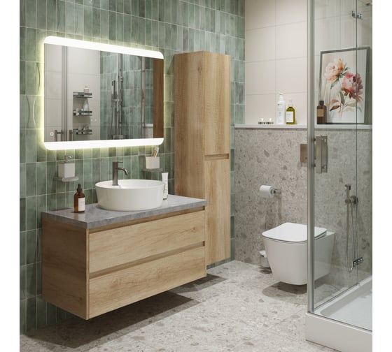 Подвесная тумба со столешницей и накладной раковиной BelBagno KRAFT 80 KRAFT80RNN-KEPMGL-1306-SET