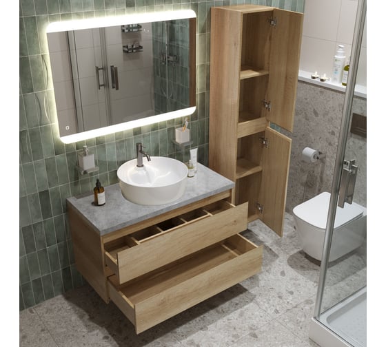 Подвесная тумба со столешницей и накладной раковиной BelBagno KRAFT 80 KRAFT80RNN-KEPMGL-1306-SET
