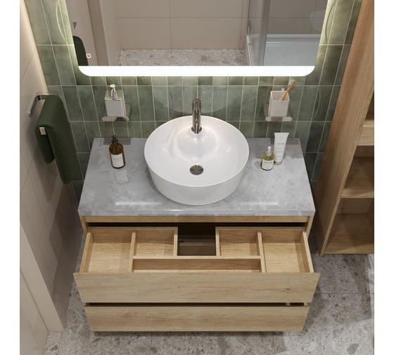 Подвесная тумба со столешницей и накладной раковиной BelBagno KRAFT 80 KRAFT80RNN-KEPMGL-1306-SET