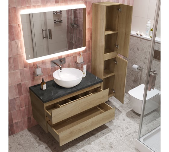 Подвесная тумба со столешницей и накладной раковиной BelBagno KRAFT 80 KRAFT80RNN-KEPMNO-1077-SET