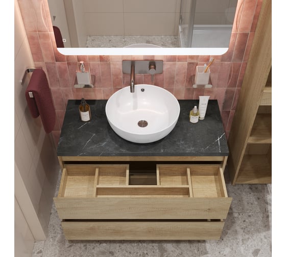 Подвесная тумба со столешницей и накладной раковиной BelBagno KRAFT 80 KRAFT80RNN-KEPMNO-1077-SET