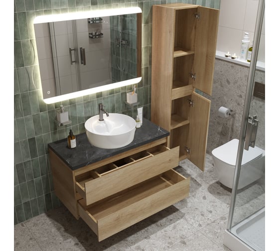 Подвесная тумба со столешницей и накладной раковиной BelBagno KRAFT 80 KRAFT80RNN-KEPMNO-1306-SET