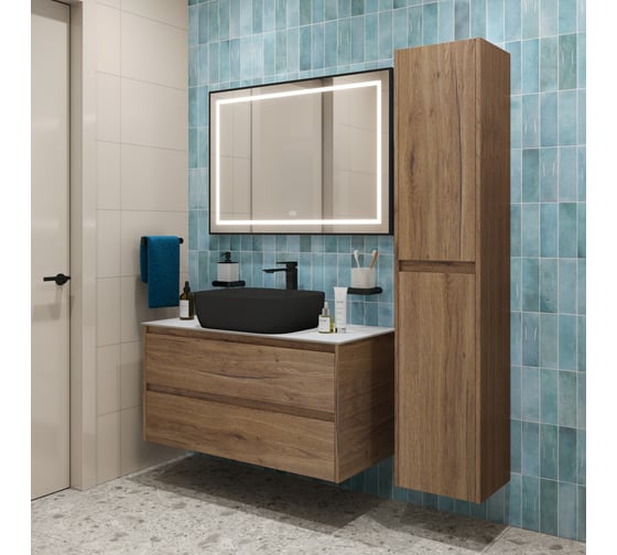 Подвесная тумба со столешницей и накладной раковиной BelBagno KRAFT 80 KRAFT80RT-KEPBO-1302H301-SET
