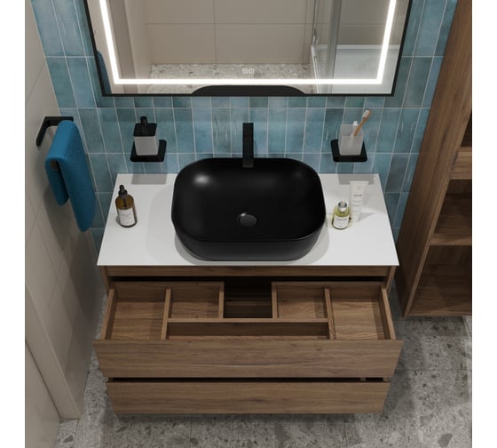 Подвесная тумба со столешницей и накладной раковиной BelBagno KRAFT 80 KRAFT80RT-KEPBO-1302H301-SET