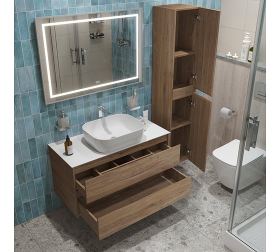 Подвесная тумба со столешницей и накладной раковиной BelBagno KRAFT 80 KRAFT80RT-KEPBO-1302-SET