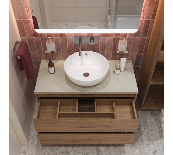Подвесная тумба со столешницей и накладной раковиной BelBagno KRAFT 80 KRAFT80RT-KEPMCO-1077-SET