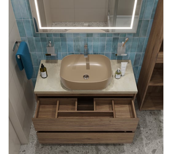 Подвесная тумба со столешницей и накладной раковиной BelBagno KRAFT 80 KRAFT80RT-KEPMCO-1302H316-SET