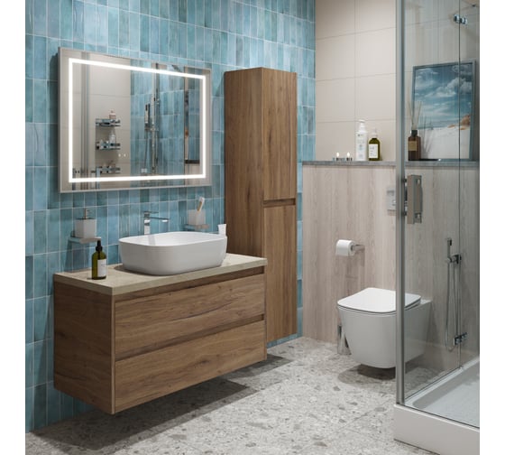 Подвесная тумба со столешницей и накладной раковиной BelBagno KRAFT 80 KRAFT80RT-KEPMCO-1302-SET