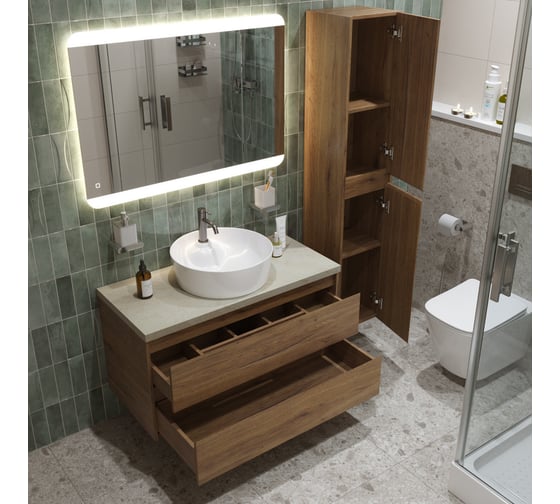 Подвесная тумба со столешницей и накладной раковиной BelBagno KRAFT 80 KRAFT80RT-KEPMCO-1306-SET