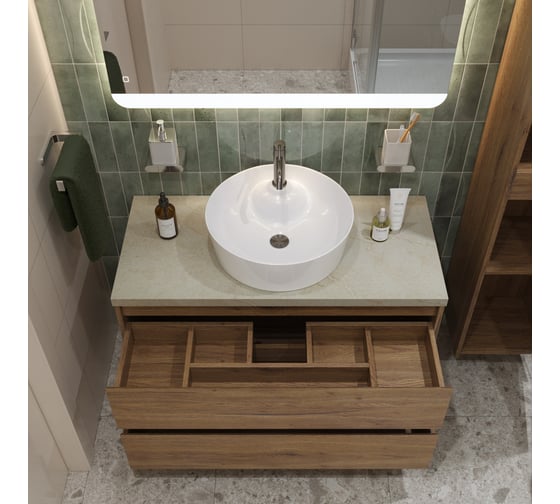 Подвесная тумба со столешницей и накладной раковиной BelBagno KRAFT 80 KRAFT80RT-KEPMCO-1306-SET