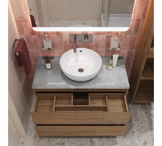 Подвесная тумба со столешницей и накладной раковиной BelBagno KRAFT 80 KRAFT80RT-KEPMGL-1077-SET