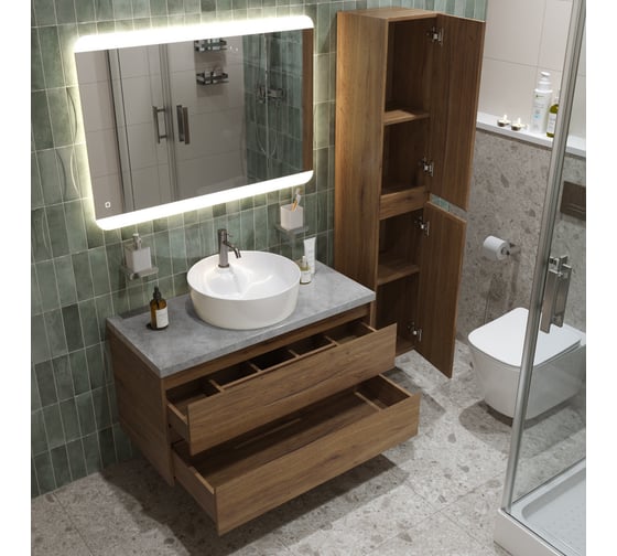 Подвесная тумба со столешницей и накладной раковиной BelBagno KRAFT 80 KRAFT80RT-KEPMGL-1306-SET