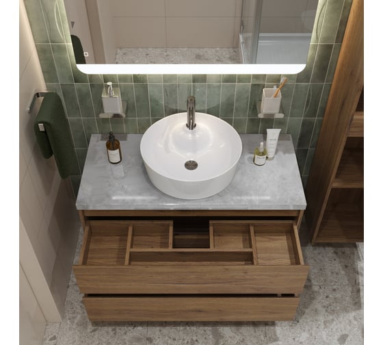 Подвесная тумба со столешницей и накладной раковиной BelBagno KRAFT 80 KRAFT80RT-KEPMGL-1306-SET