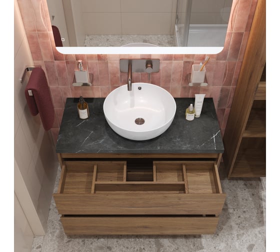 Подвесная тумба со столешницей и накладной раковиной BelBagno KRAFT 80 KRAFT80RT-KEPMNO-1077-SET