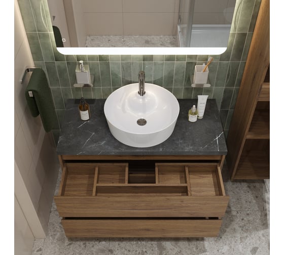 Подвесная тумба со столешницей и накладной раковиной BelBagno KRAFT 80 KRAFT80RT-KEPMNO-1306-SET