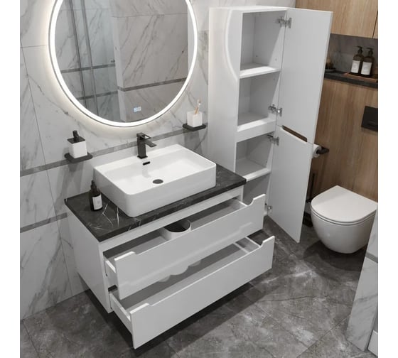 Тумба подвесная со столешницей и накладной раковиной BelBagno ETNA 80 ETNA80BL-KEPMNO-1338-SET