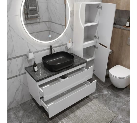 Тумба подвесная со столешницей и накладной раковиной BelBagno ETNA 80 ETNA80BL-KEPMNO-1302H301-SET