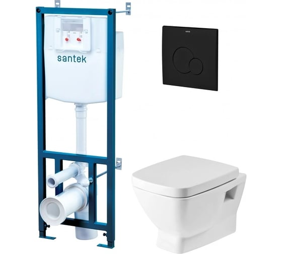 Подвесной унитаз с сиденьем, инсталляция, панель черн.мат Santek 1.WH50.1.776 ПЭК НЕО 00000134547